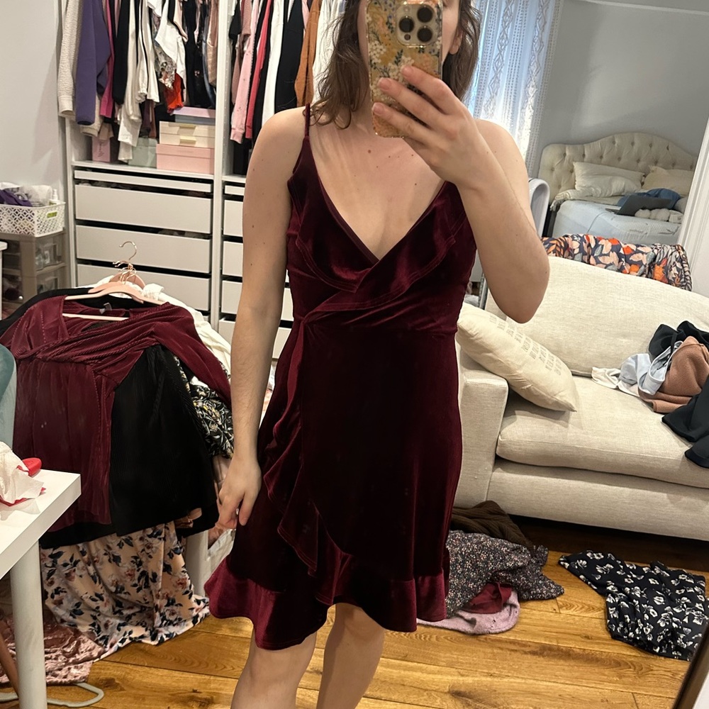 Velvet wrap style dress